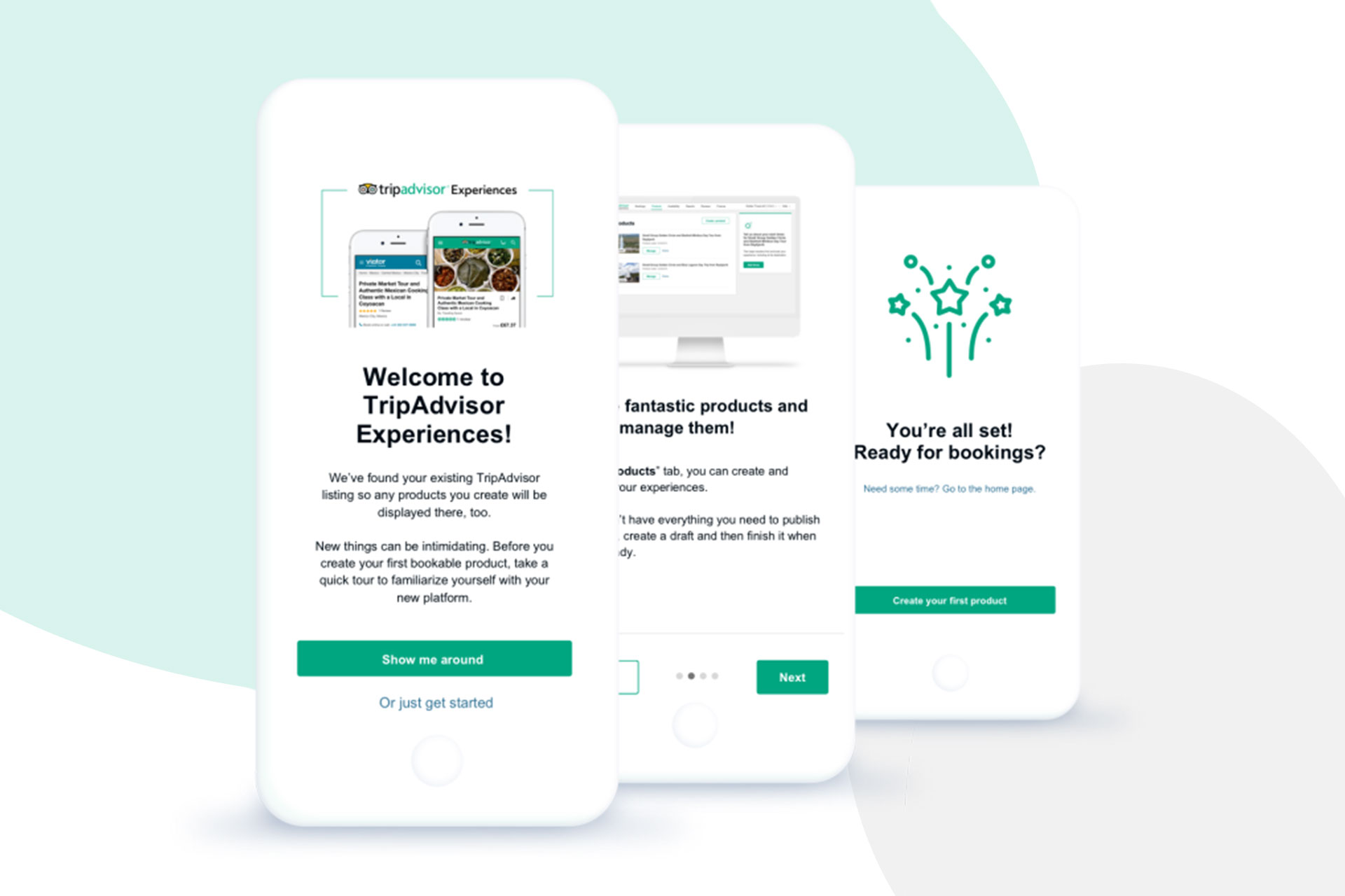 Tripadvisor onboarding screens cover